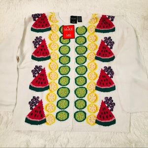 MIKE & ME XL CARDIGAN FRUITS DESIGN